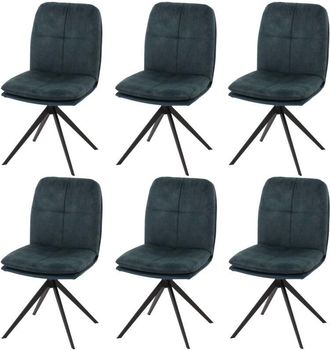 Hhg Hhg - Lote De 6 Sillas De Comedor 178, Silla De Cocina, Sill&oacute;n, Posici&oacute;n Autom&aacute;tica Giratoria, Metal Tela/textil, Azul
