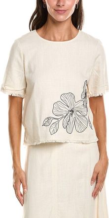 Vince Camuto Embroidered Linen-Blend Blouse