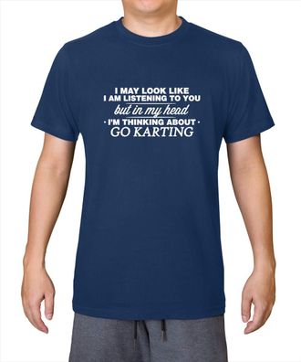 Generic in My Head Im Go Karting - Mens 100% Organic Cotton T-Shirt - French Navy - Medium