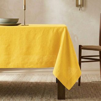 Solino Home Linen Tablecloth for Dining Table, Holiday and Everyday Table Decor - Diana in Marigold Yellow at Nordstrom, Size X-Small