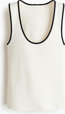 H&M Geripptes Baumwoll-Tanktop - Weiss/Schwarz