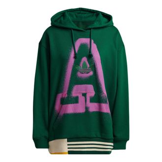 adidas (WMNS) adidas Oversized A Graphic Hoodie Asia Sizing Green IC5237