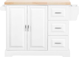 SoBuy Sobuy Isla De Cocina Con 3 Cajones Blanco 128x71x90,5cm Moderno Fkw41-ii-wn