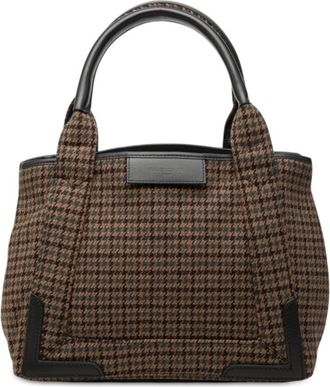 Balenciaga Brown Wool Leather Handbag Pouch Tote Bag (Pre-Owned)