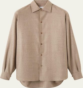 Loro Piana Mens Franco Wool Button-Down Shirt