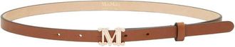 Max Mara Leren riem met Max Mara-monogram - Amberbruin