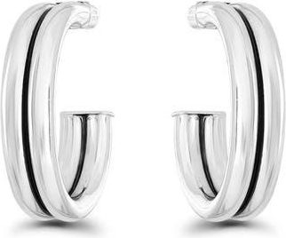 Christian Siriano Double Tubing 20mm Hoop Earrings in Silver at Nordstrom Rack