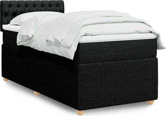 vidaXL Cama Box Spring Con Colch&oacute;n Tela Negro 100x200 Cm Vidaxl
