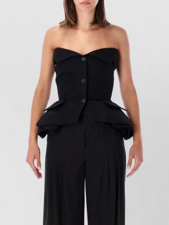 Magda Butrym cotton strapless peplum corset top