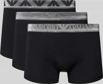 Emporio Armani Slim Fit Trunks mit Logo-Stitching im 3er-Pack in Black, Gr&ouml;&szlig;e XL