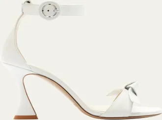 Alexandre Birman Clarita Leather Bow Ankle-Strap Sandals