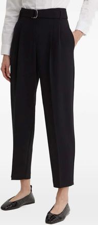 BOSS belted pleated cropped trousers - women - Triacetate/Polyester - 36 - Black