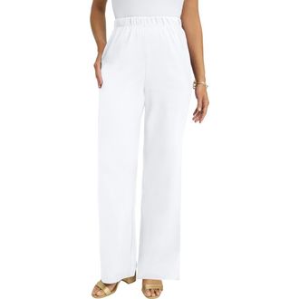 Jessica London Soft Ease Wide Leg Pant in White at Nordstrom, Size Small