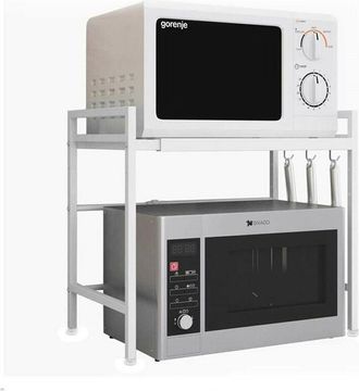 OEM Etagere Pour Micro-ondes - Acier Au Carbone - Repliable 40-64 Cm - Hauteur Reglable 30-44 Cm - Charge Max 15 Kg - 1 Piece