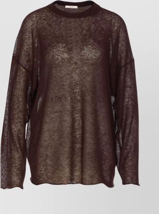 Haikure crewneck knitwear sheer fabric