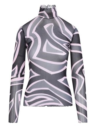 Moose Knuckles Pucci-Top Semi Trasparente Stampato A Maniche Lunghe E Collo Alto-Donna