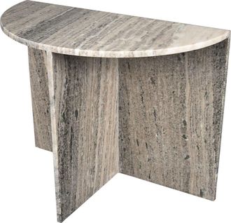 Jonathan Y Designs Patrice 20 Art Deco Minimalist Natural Marble Handmade Demilune Side Table in Gray/beige at Nordstrom