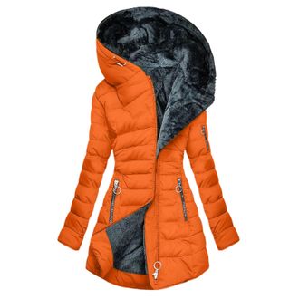 Generic Winter Jackets for Women UK Quilted Down Longline Fleece Lined Puffer Jacket with Fur Hood Autumn Winter Warm Plus Size Trench Womens Coats Windproof 