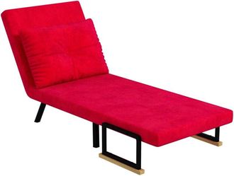 HOMCOM Homcom - Poltrona Divano Letto 3 in 1 Reclinabile e Vellutata Rosso