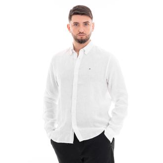 Tommy Hilfiger M Camicia Pigment Dyed Solid Regular Fit - Heren - Casual Overhemden - Wit - L - Overhemden