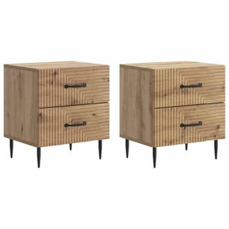 vidaXL Armario De Noche 2 Pcs Roble Artesanal 43 X 34,5 X 47,5 Cm Vidaxl