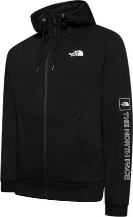 The North Face Mens M Outline Logo Box Hoodies Black Cotton - Size Medium
