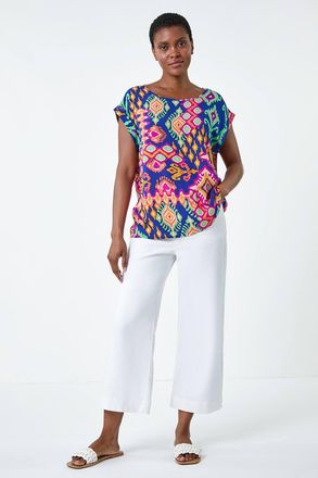 Roman Aztec Print Short Sleeve Top