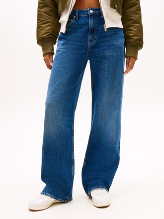 Tommy Jeans Relax-fit-Jeans TOMMY JEANS MIA MR RLXD STR, Damen, Gr. 29, L&auml;nge 32, denim schwarz2, Denim/Jeans, Obermaterial: 99% Baumwolle, 1% Elasthan, unifarben