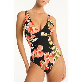 Sea Level Australia Juniper Panel Line One-Piece Swimsuit in Black at Nordstrom Rack, Size 4