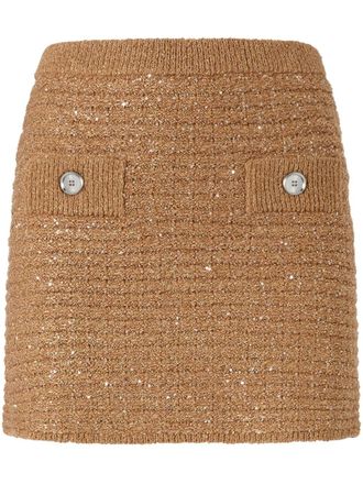 Pinko sequin-embellished mini skirt - Neutrals