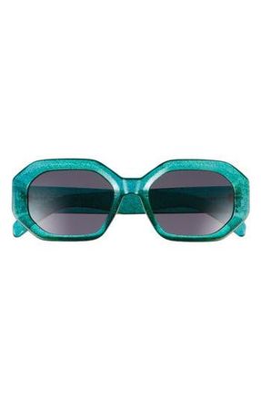 Kurt Geiger Geometric Sunglasses in Teal Crystal Glitter at Nordstrom Rack