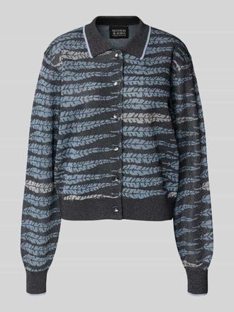 Scotch & Soda Strickjacke aus Viskose-Mix mit Umlegekragen und Knopfleiste in Dunkelblau, Gr&ouml;&szlig;e XS