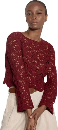 Apricot Tape Yarn Crochet Top in Burgundy at Nordstrom, Size Xx-Large