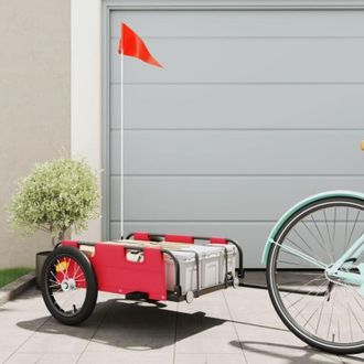 vidaXL Remolque Para Bicicletas Hierro Y Tela Oxford Rojo Vidaxl