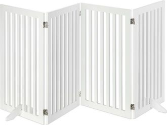 Relaxdays Griglia in Legno, Regolabile, Cancelletto per Cani, Divisorio per Animali, Camino e Stufa, 91,5x204,5, Bianco - Relaxdays