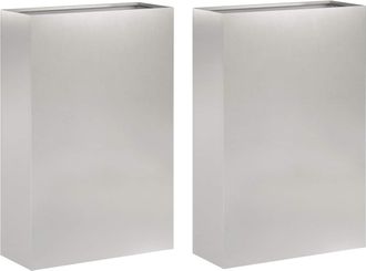 vidaXL Macetero De Jard&iacute;n 2 Uds. Plateado 40 X 20 X 75 Cm Vidaxl