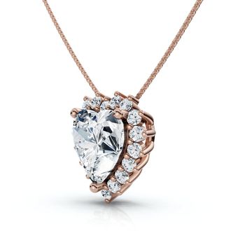 Pompeii3 Certified 2 1/4Ct Heart Diamond Pendant 14k Gold 18 Necklace Lab Grown