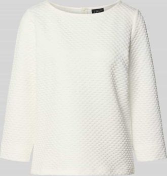 s.Oliver Black Label Relaxed Fit 3/4-Shirt mit Strukturmuster in Offwhite, Gr&ouml;&szlig;e 34