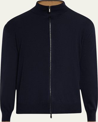 Cesare Attolini Mens Cashmere and Silk Full-Zip Sweater