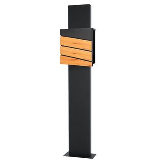 ML Design Buz&oacute;n de correo madera / antracita con pedestal 170cm acero inoxidable