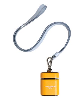 Dolce & Gabbana Womens Case Yellow Calf Leather Logo Flip Holder Strap Airpods Polyurethane Accessory