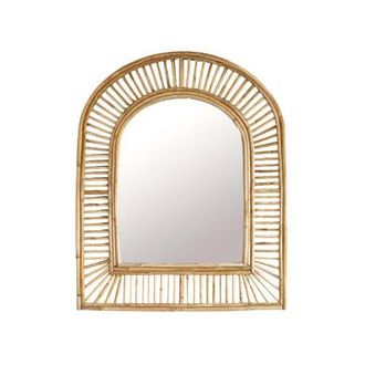 Foreside Home And Garden Arched Cane Wall Mirror Natural Cane & Glass in Brown at Nordstrom