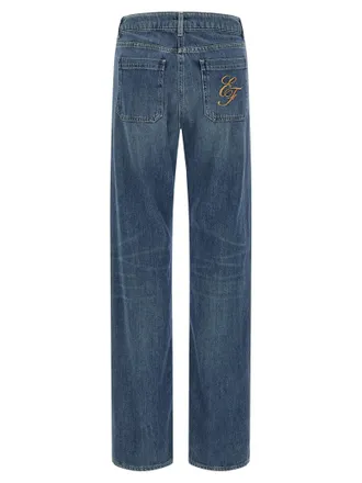 Elisabetta Franchi Logo-Embroidered Denim Jeans - blue