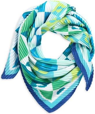 Echo Mosaic Geo Pleated Diamond Scarf in Aqua at Nordstrom