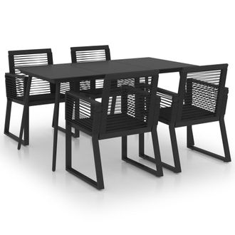 vidaXL 5 Pcs Dining Set Para Black Pvc Vime Garden