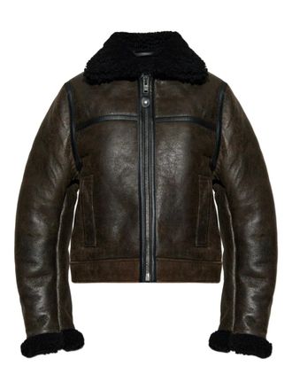 Sams&oslash;e & Sams&oslash;e shearling-collar jacket - women - Lamb Skin/Lamb Shearling - M - Brown