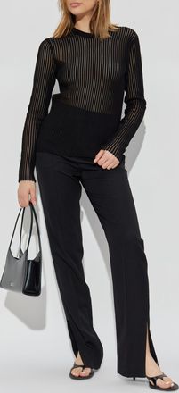 Helmut Lang Ribbed Long-sleeve Top, Womens, Black