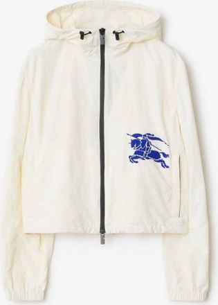 Burberry Cropped Knight Nylon Hooded Jacket, Size Medium