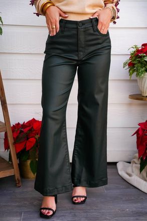 Kut from the Kloth Meg High Rise Rab Wide Leg Pants In Evergreen