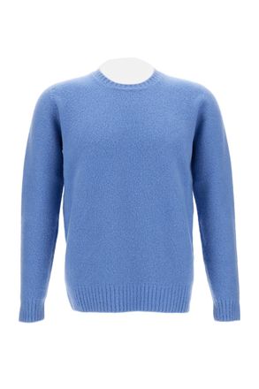 Drumohr Brushed Texture Crew Neck Sweater With Ribbed Details